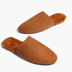 NWT TKEES Ines Shearling Camel Sandal Flats US 9 EU 40 Loafers Suede Mules