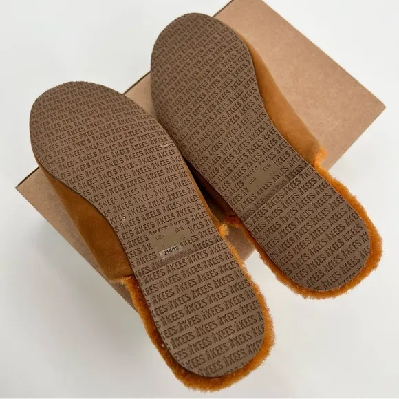 NWT TKEES Ines Shearling Camel Sandal Flats US 9 EU 40 Loafers Suede Mules