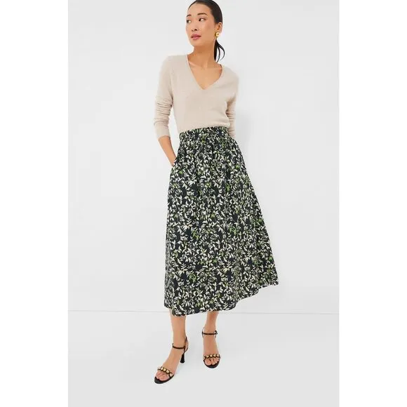 NWT Tuckernuck Black Fuscia Floral Verdant Iris Cece Skirt, XXS