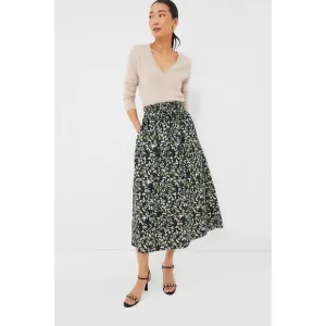 NWT Tuckernuck Black Fuscia Floral Verdant Iris Cece Skirt, XXS