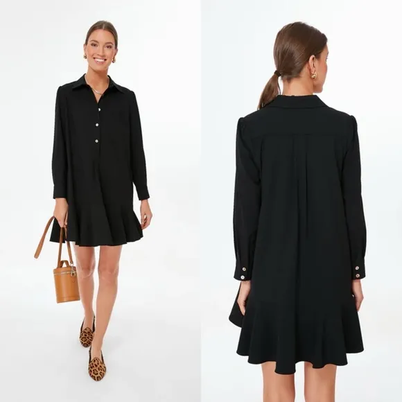 NWT Tuckernuck Callahan Shirt Dress Black Crepe M
