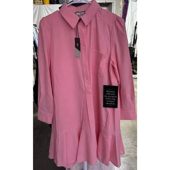 NWT TUCKERNUCK Hot Pink Crepe Callahan Shirt Dress Sz S