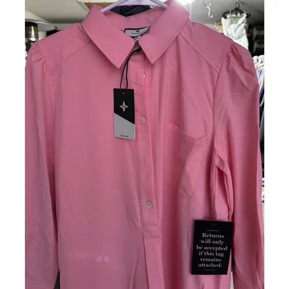 NWT TUCKERNUCK Hot Pink Crepe Callahan Shirt Dress Sz S