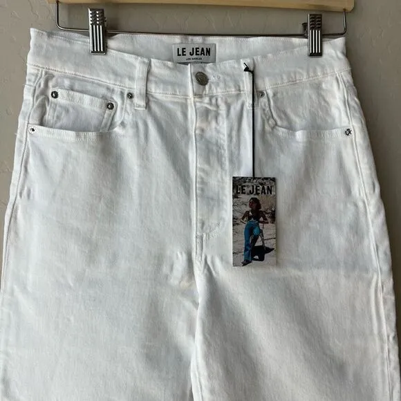 NWT Tuckernuck Le Jean Sabine Straight Leg White Denim Jeans w Raw Hem Size 28
