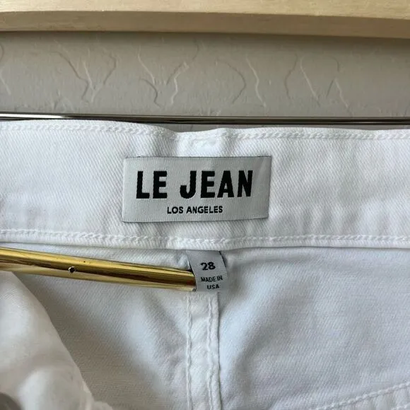 NWT Tuckernuck Le Jean Sabine Straight Leg White Denim Jeans w Raw Hem Size 28