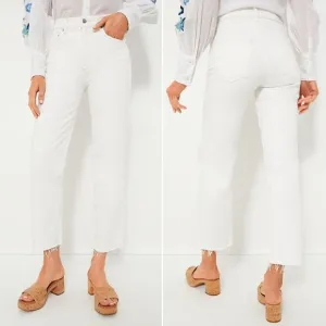 NWT Tuckernuck Le Jean Sabine Straight Leg White Denim Jeans w Raw Hem Size 28