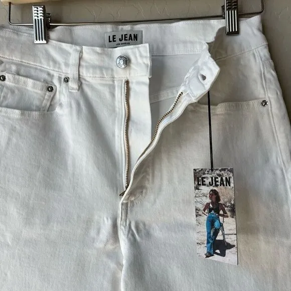 NWT Tuckernuck Le Jean Sabine Straight Leg White Denim Jeans w Raw Hem Size 28