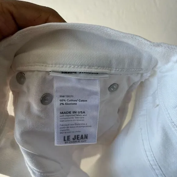 NWT Tuckernuck Le Jean Sabine Straight Leg White Denim Jeans w Raw Hem Size 28