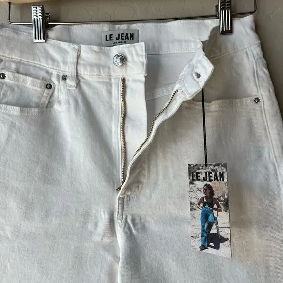 NWT Tuckernuck Le Jean Sabine Straight Leg White Denim Jeans w Raw Hem Size 28