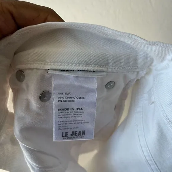 NWT Tuckernuck Le Jean Sabine Straight Leg White Denim Jeans w Raw Hem Size 28