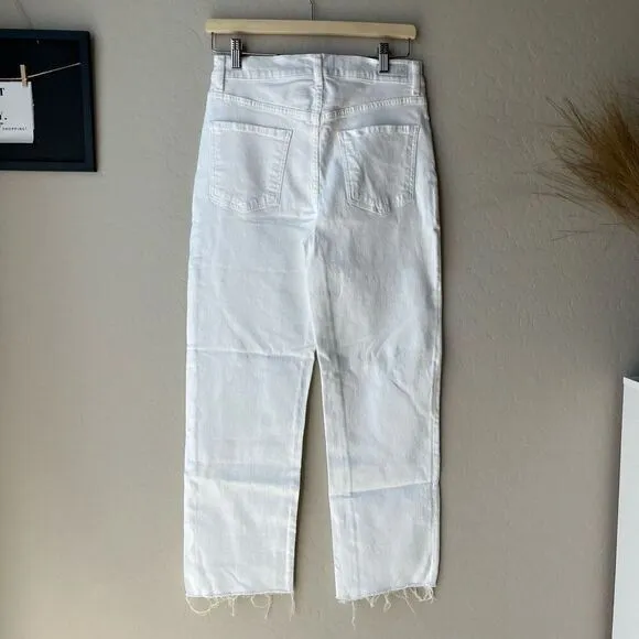 NWT Tuckernuck Le Jean Sabine Straight Leg White Denim Jeans w Raw Hem Size 28