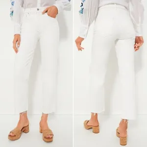 NWT Tuckernuck Le Jean Sabine Straight Leg White Denim Jeans w Raw Hem Size 28