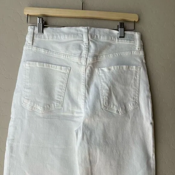 NWT Tuckernuck Le Jean Sabine Straight Leg White Denim Jeans w Raw Hem Size 28
