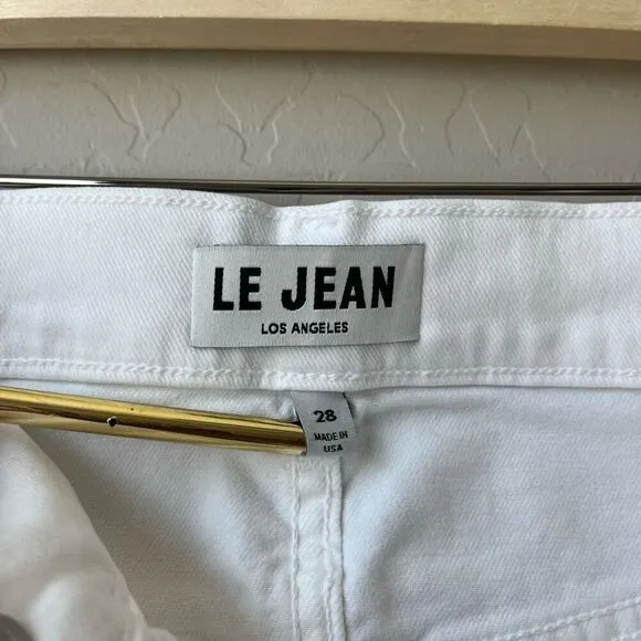 NWT Tuckernuck Le Jean Sabine Straight Leg White Denim Jeans w Raw Hem Size 28