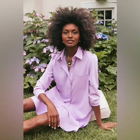 NWT TUCKERNUCK Lilac Crepe Callahan Shirt Dress Sz XXL