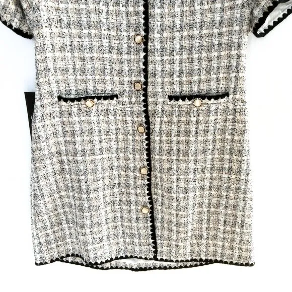 NWT Tuckernuck Pomander Place White Black Tweed Josephine Dress Large