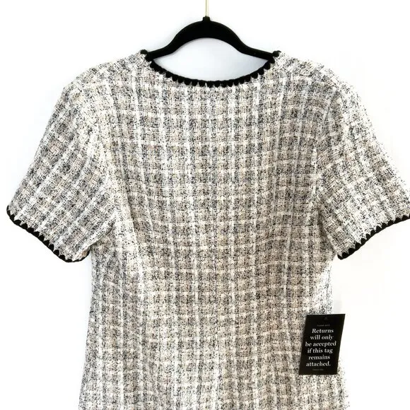 NWT Tuckernuck Pomander Place White Black Tweed Josephine Dress Large