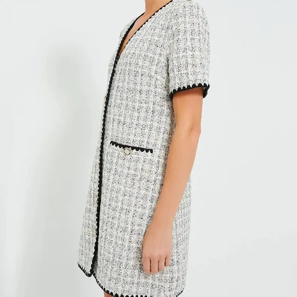 NWT Tuckernuck Pomander Place White Black Tweed Josephine Dress Large