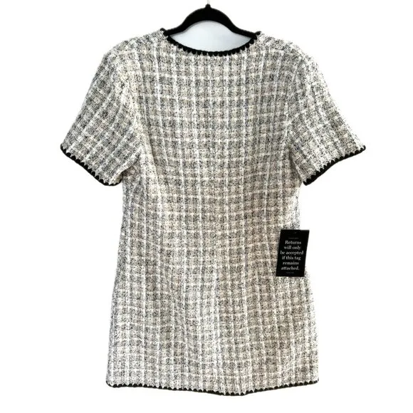NWT Tuckernuck Pomander Place White Black Tweed Josephine Dress Large