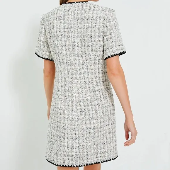 NWT Tuckernuck Pomander Place White Black Tweed Josephine Dress Large
