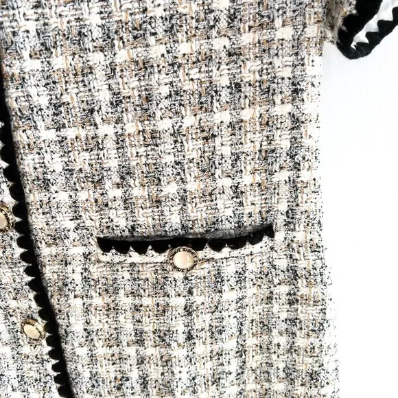 NWT Tuckernuck Pomander Place White Black Tweed Josephine Dress Large