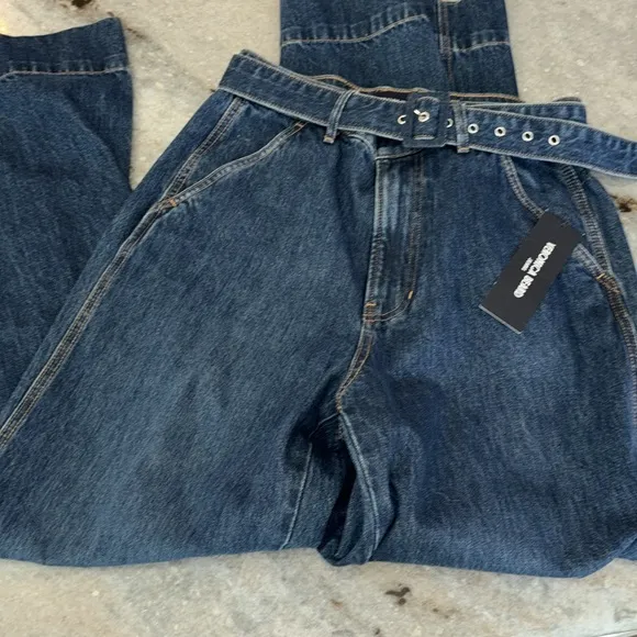 NWT Veronica Beard Taylor Belted Wide-Leg Jean, 29