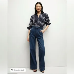 NWT Veronica Beard Taylor Belted Wide-Leg Jean, 29