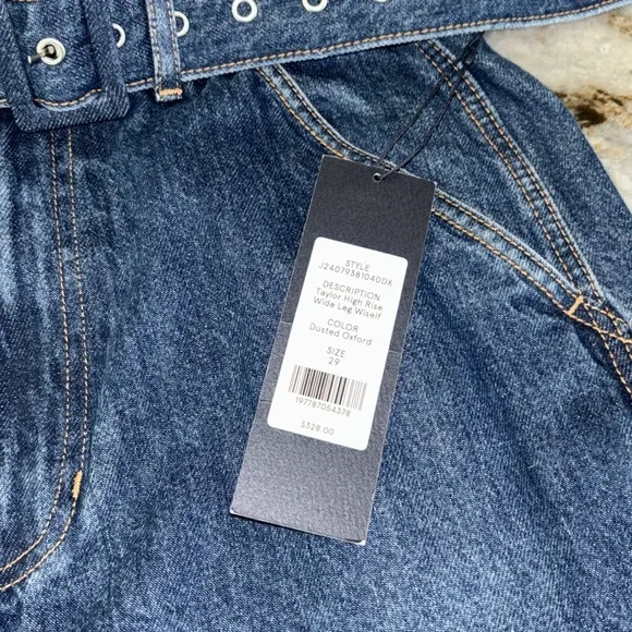 NWT Veronica Beard Taylor Belted Wide-Leg Jean, 29