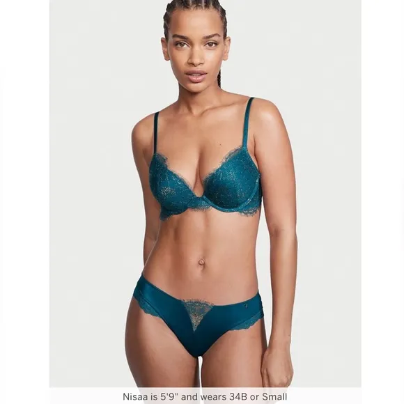 NWT Victoria’s Secret Very Sexy Lace Shimmer Push Up Bra in Teal