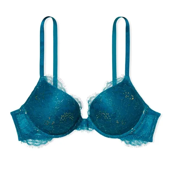 NWT Victoria’s Secret Very Sexy Lace Shimmer Push Up Bra in Teal