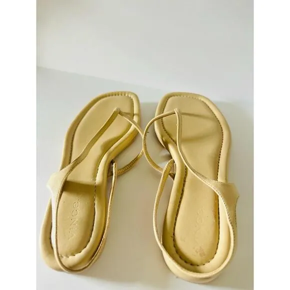 NWT Vince Sandals Thong Deana Square Toe Strappy Flat Minimalist Neutral Beige 6