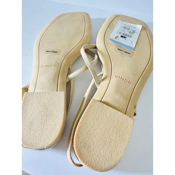 NWT Vince Sandals Thong Deana Square Toe Strappy Flat Minimalist Neutral Beige 6