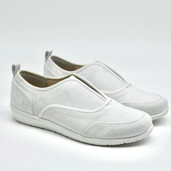 NWT Vionic Denver Canvas Slip-On Sneakers with Snake-Print Detail White 11