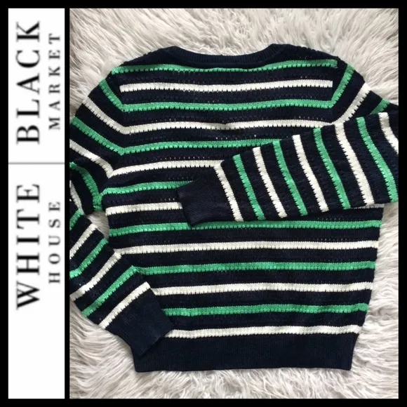 NWT WHBM Stripe V-Neck Pullover Sweater