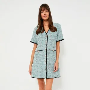 NWT Tuckernuck Pomander Place Turquoise White Black Tweed Josephine Dress Large