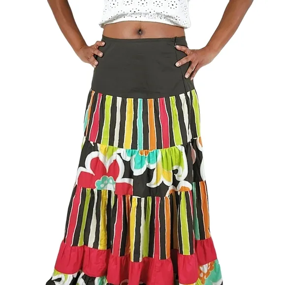 Oilily Floral Bohemian Maxi Cotton Skirt