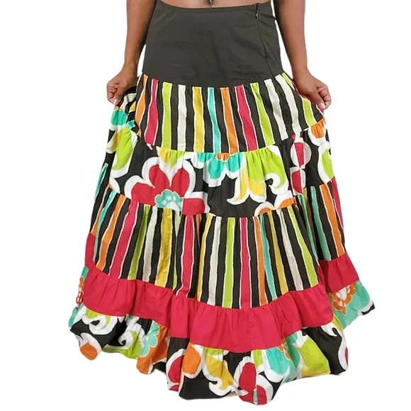 Oilily Floral Bohemian Maxi Cotton Skirt