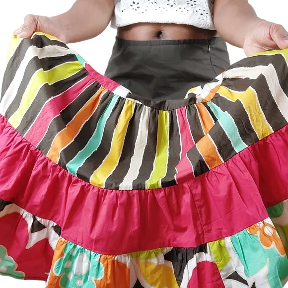 Oilily Floral Bohemian Maxi Cotton Skirt