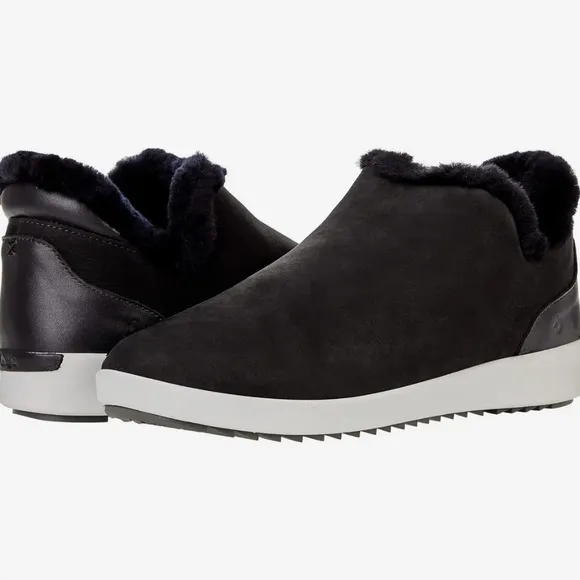 Olukai Malua Hulu‎ Boots Women's 6.5 Shearling Lined Nubuck Leather Black