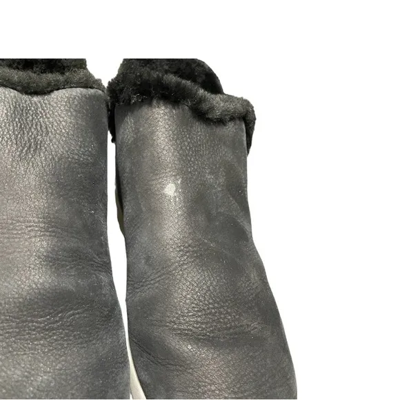 Olukai Malua Hulu‎ Boots Women's 6.5 Shearling Lined Nubuck Leather Black