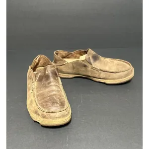OluKai Moloa Mens 8 Shoes Brown Leather Slip On Casual Slipper Convert loafers