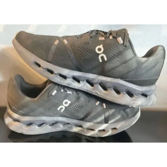 On Cloudsurfer Men’s Running Sneakers Black/Gray Size 11.5 Medium Front Laces