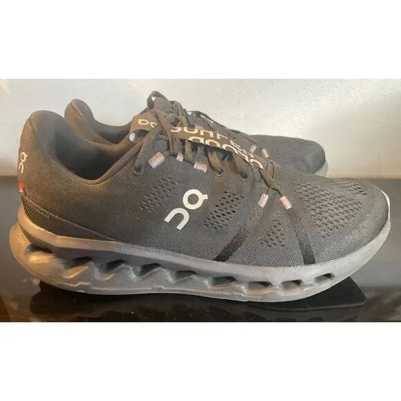 On Cloudsurfer Men’s Running Sneakers Black/Gray Size 11.5 Medium Front Laces