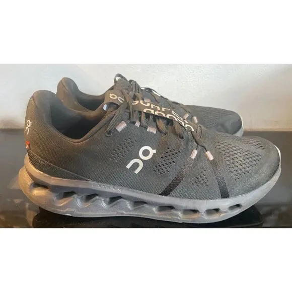 On Cloudsurfer Men’s Running Sneakers Black/Gray Size 11.5 Medium Front Laces