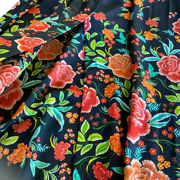 On Hold! Zara Black Floral Button Down Kimono Kaftan Maxi Long Dress Size Small