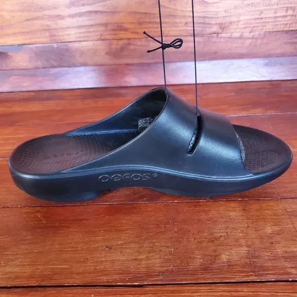 Oofos OOahh Slides Sandals‎ Women 11 Men 9 Blue Black Sportswear Slip-On Comfort