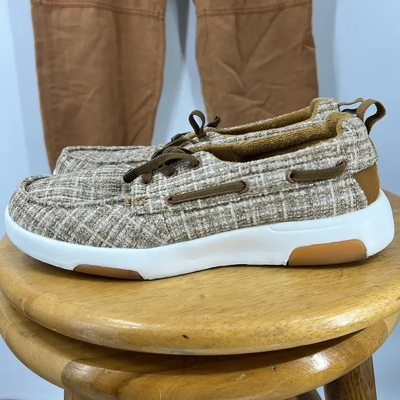 Ortho comfoot tan and white plaid comfort loafer 8/38