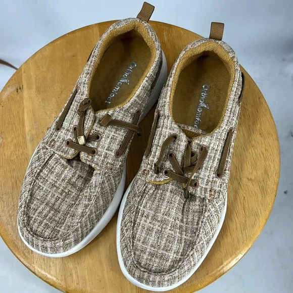 Ortho comfoot tan and white plaid comfort loafer 8/38