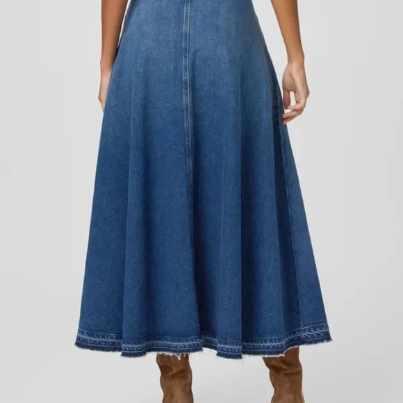 Paige Maren Button Front Denim Keiko Midi Maxi Jean Skirt Sz 28
