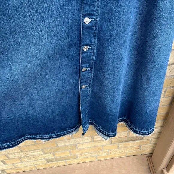 Paige Maren Button Front Denim Keiko Midi Maxi Jean Skirt Sz 28